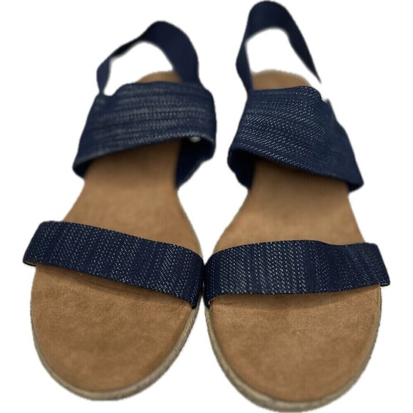 Dressbarn Iris in Navy Wedge Elastic Strap Slingback Sandals Size 9M - Picture 3 of 8